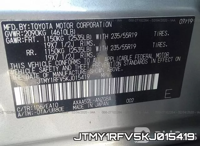 JTMY1RFV5KJ015419 фото 10
