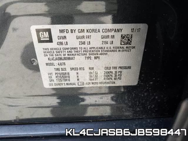 KL4CJASB6JB598447 фото 2