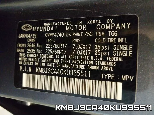 KM8J3CA40KU935511 фото 2