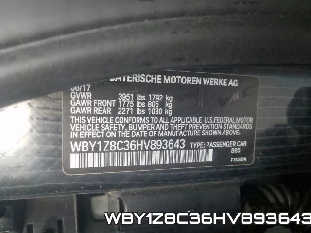 WBY1Z8C36HV893643 фото 2