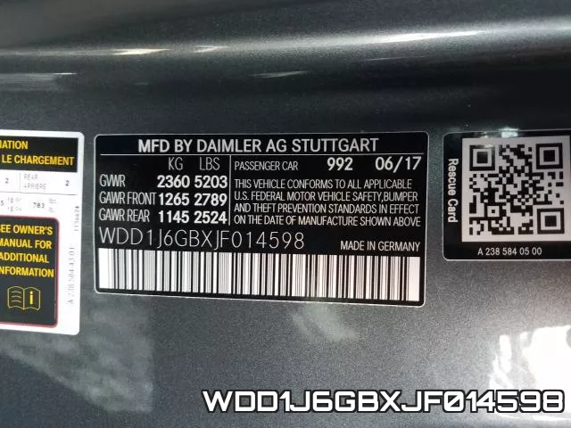 WDD1J6GBXJF014598 фото 2