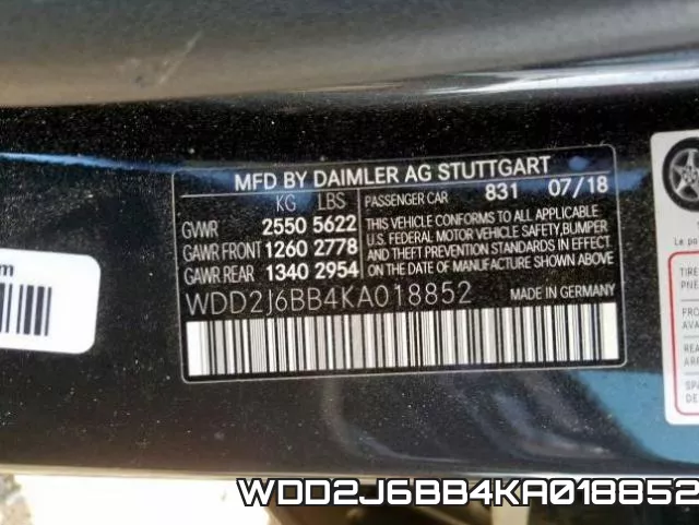 WDD2J6BB4KA018852 фото 2