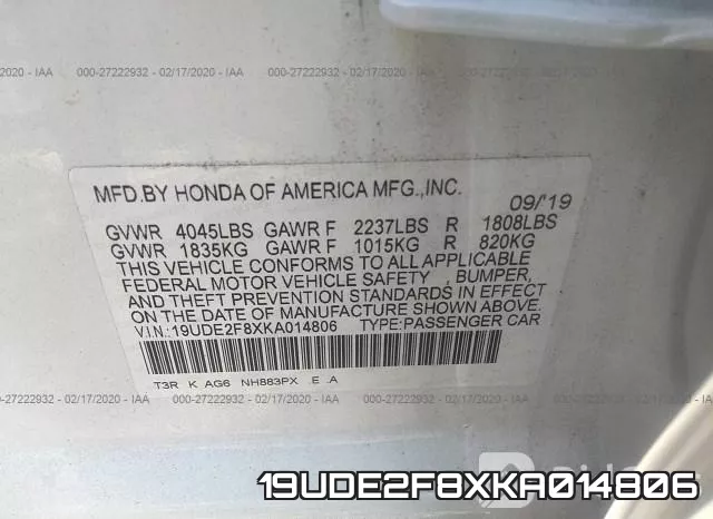 19UDE2F8XKA014806 фото 10