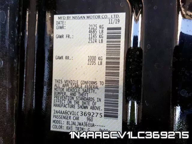 1N4AA6CV1LC369275 фото 2