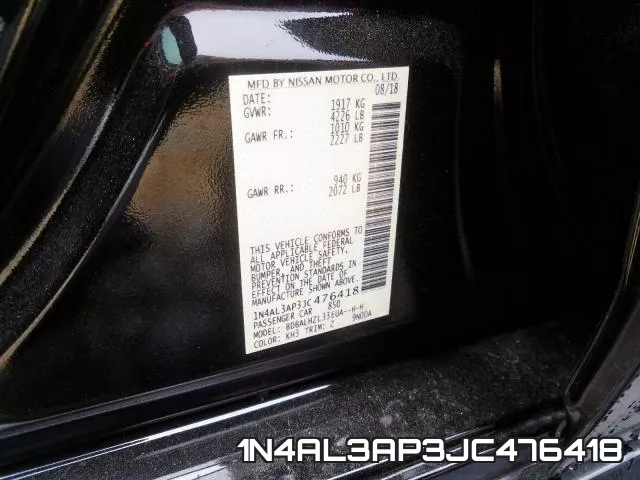 1N4AL3AP3JC476418 фото 2