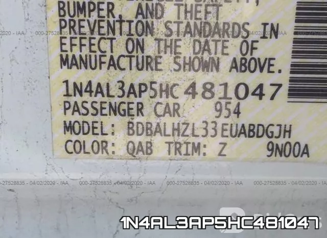 1N4AL3AP5HC481047 фото 9