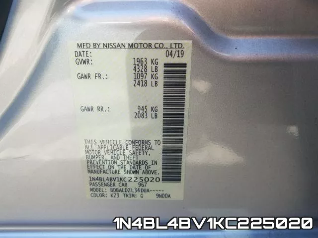 1N4BL4BV1KC225020 фото 2