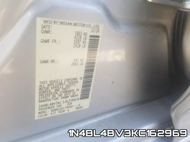 1N4BL4BV3KC162969 фото 2