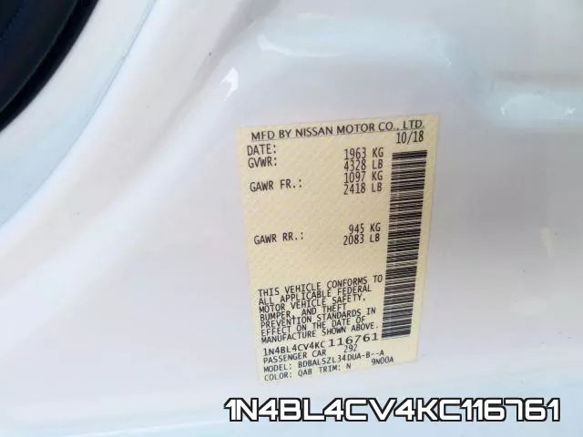1N4BL4CV4KC116761 фото 2