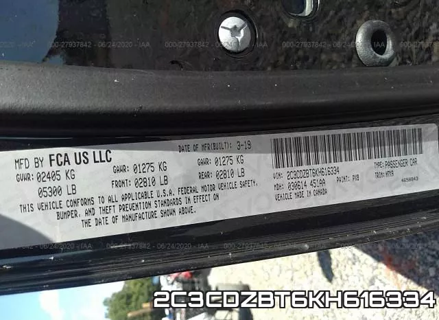 2C3CDZBT6KH616334 фото 10