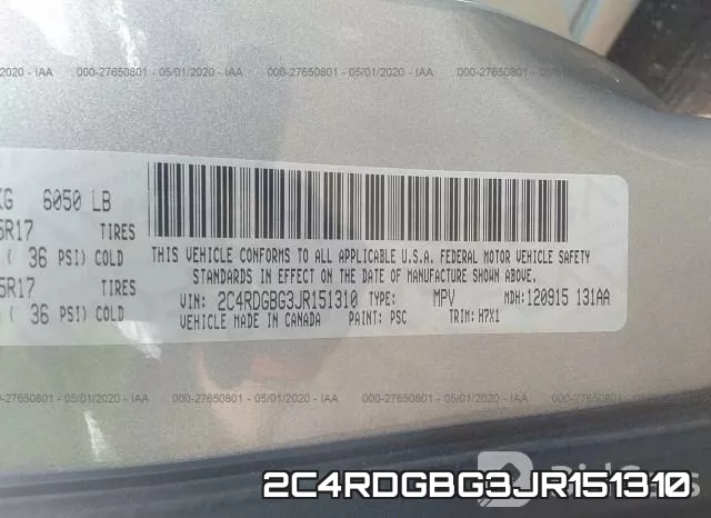 2C4RDGBG3JR151310 фото 10