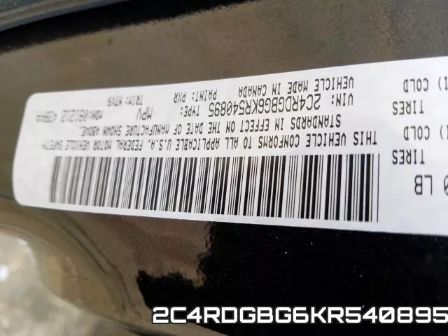 2C4RDGBG6KR540895 фото 2