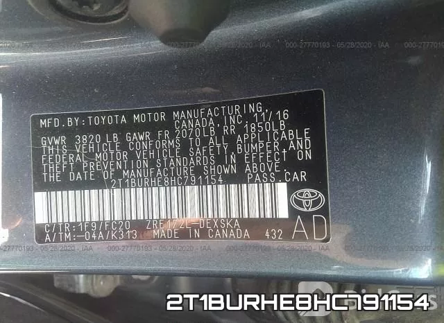 2T1BURHE8HC791154 фото 10