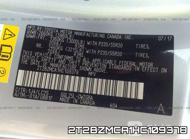 2T2BZMCA1HC109378 фото 10
