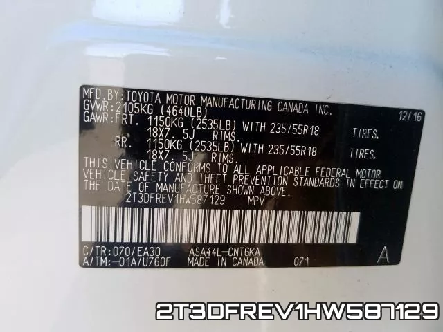 2T3DFREV1HW587129 фото 2
