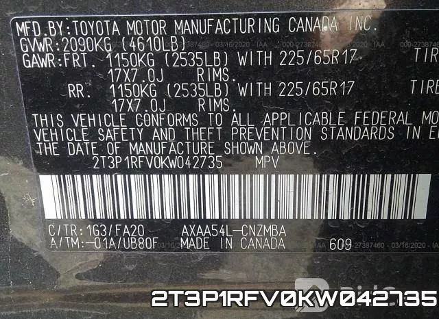2T3P1RFV0KW042735 фото 10