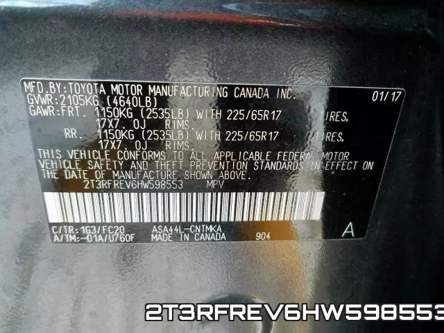 2T3RFREV6HW598553 фото 2