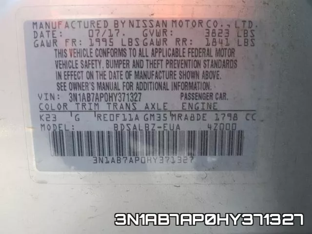 3N1AB7AP0HY371327 фото 2