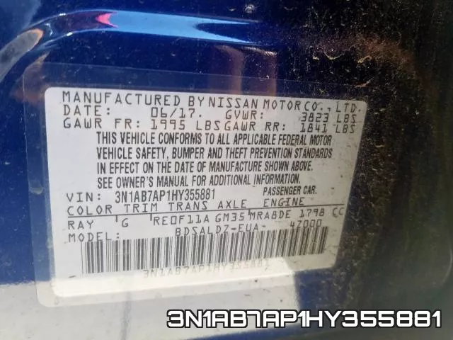 3N1AB7AP1HY355881 фото 2