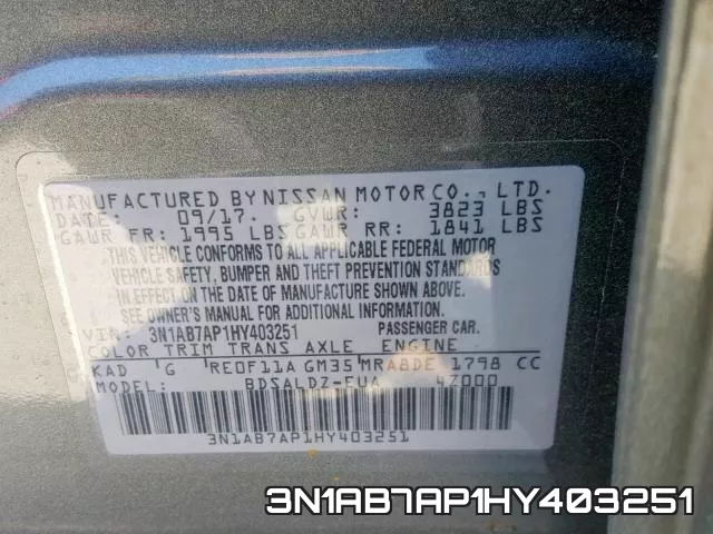 3N1AB7AP1HY403251 фото 2
