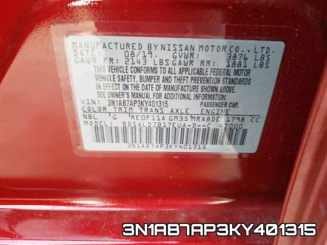 3N1AB7AP3KY401315 фото 2