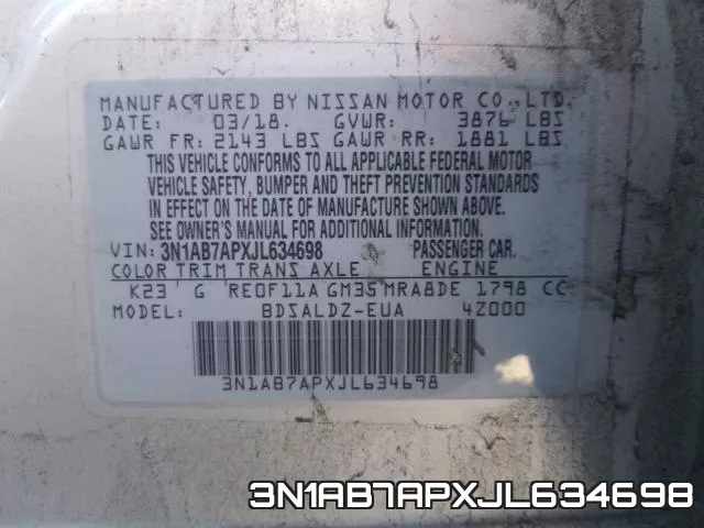 3N1AB7APXJL634698 фото 2