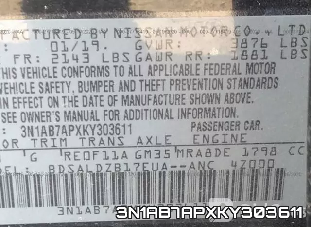 3N1AB7APXKY303611 фото 10