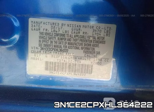 3N1CE2CPXHL364222 фото 10