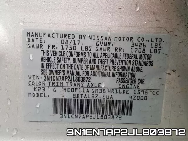 3N1CN7AP2JL803872 фото 2
