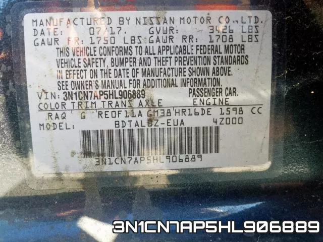 3N1CN7AP5HL906889 фото 2
