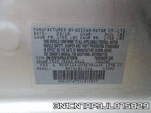 3N1CN7AP9JL875829 фото 2