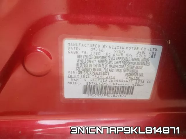 3N1CN7AP9KL814871 фото 2