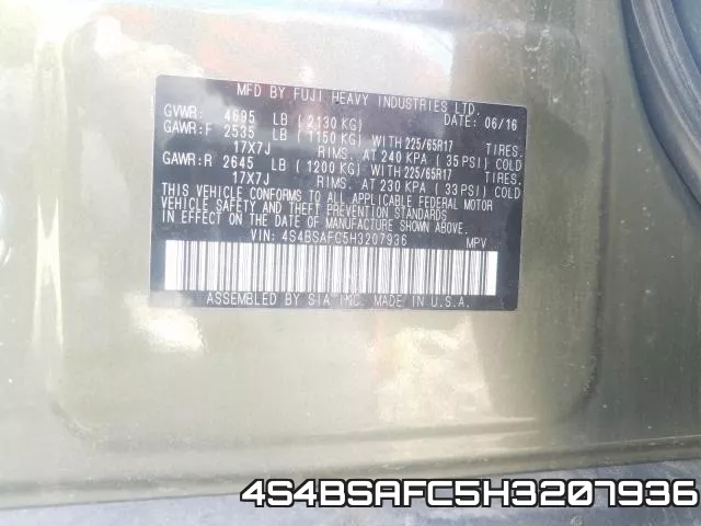 4S4BSAFC5H3207936 фото 2