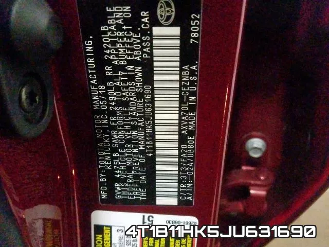4T1B11HK5JU631690 фото 2