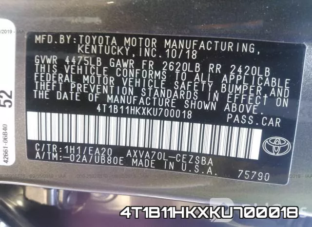 4T1B11HKXKU700018 фото 10