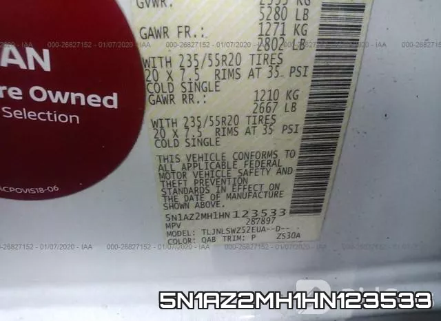 5N1AZ2MH1HN123533 фото 10