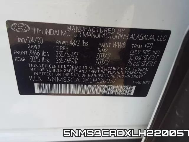 5NMS3CADXLH220057 фото 2
