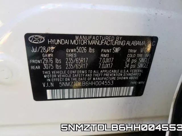 5NMZTDLB6HH004553 фото 2