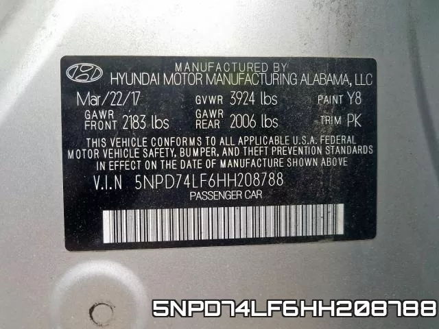 5NPD74LF6HH208788 фото 2