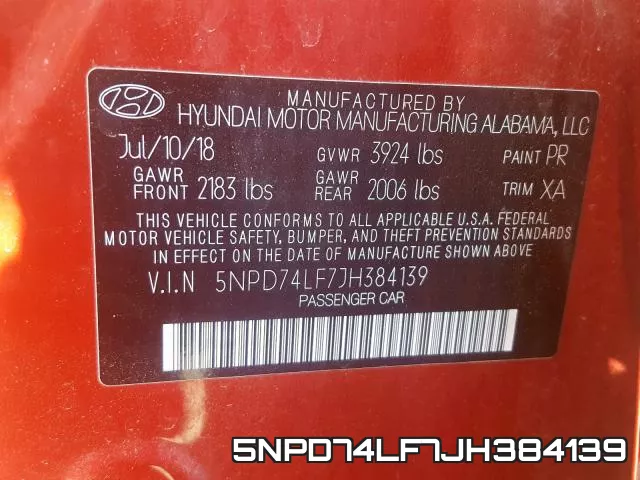 5NPD74LF7JH384139 фото 2