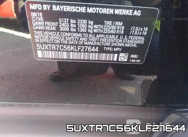 5UXTR7C56KLF27644 фото 10