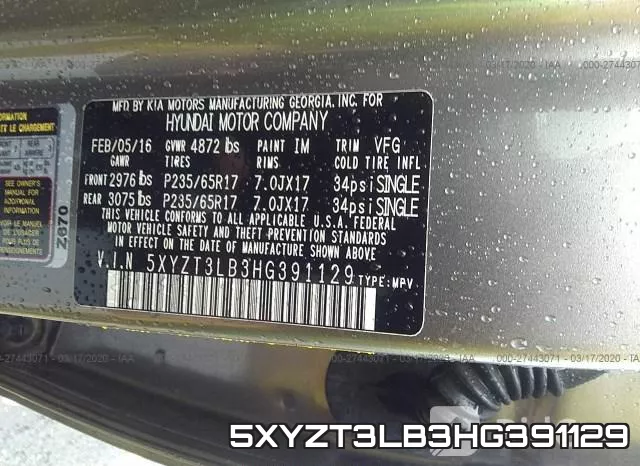 5XYZT3LB3HG391129 фото 10