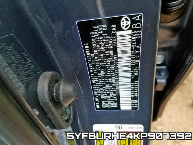 5YFBURHE4KP907392 фото 2