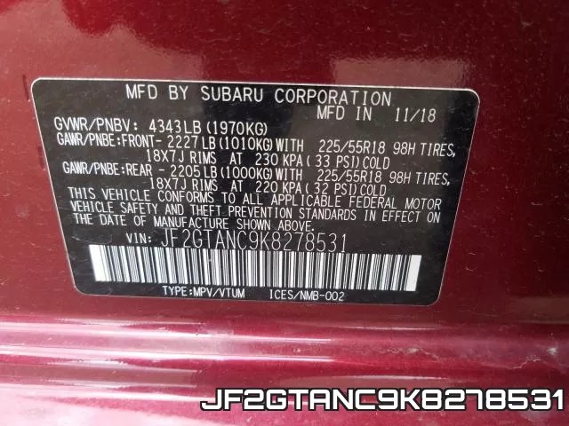 JF2GTANC9K8278531 фото 2