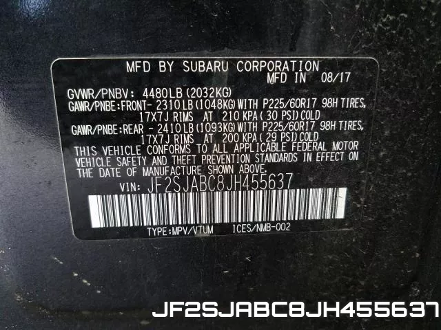 JF2SJABC8JH455637 фото 2