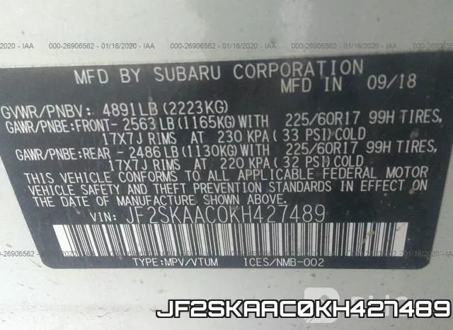 JF2SKAAC0KH427489 фото 10