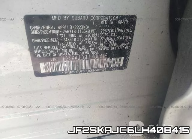 JF2SKAJC6LH408415 фото 10
