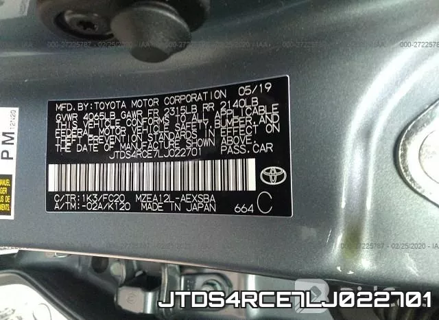 JTDS4RCE7LJ022701 фото 10