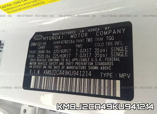 KM8J2CA49KU941214 фото 10