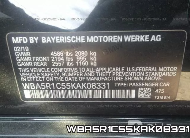 WBA5R1C55KAK08331 фото 10